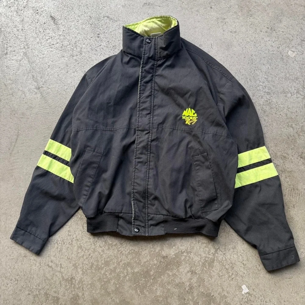 Vintage 90s Women's Mac Tool NASCAR Pinstripe Racing Bomber Zip Up Jacket